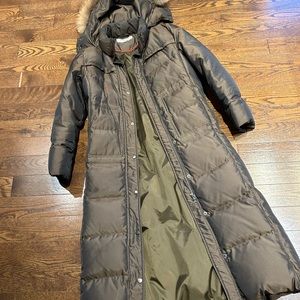 Simons Brown Long Puffer Coat